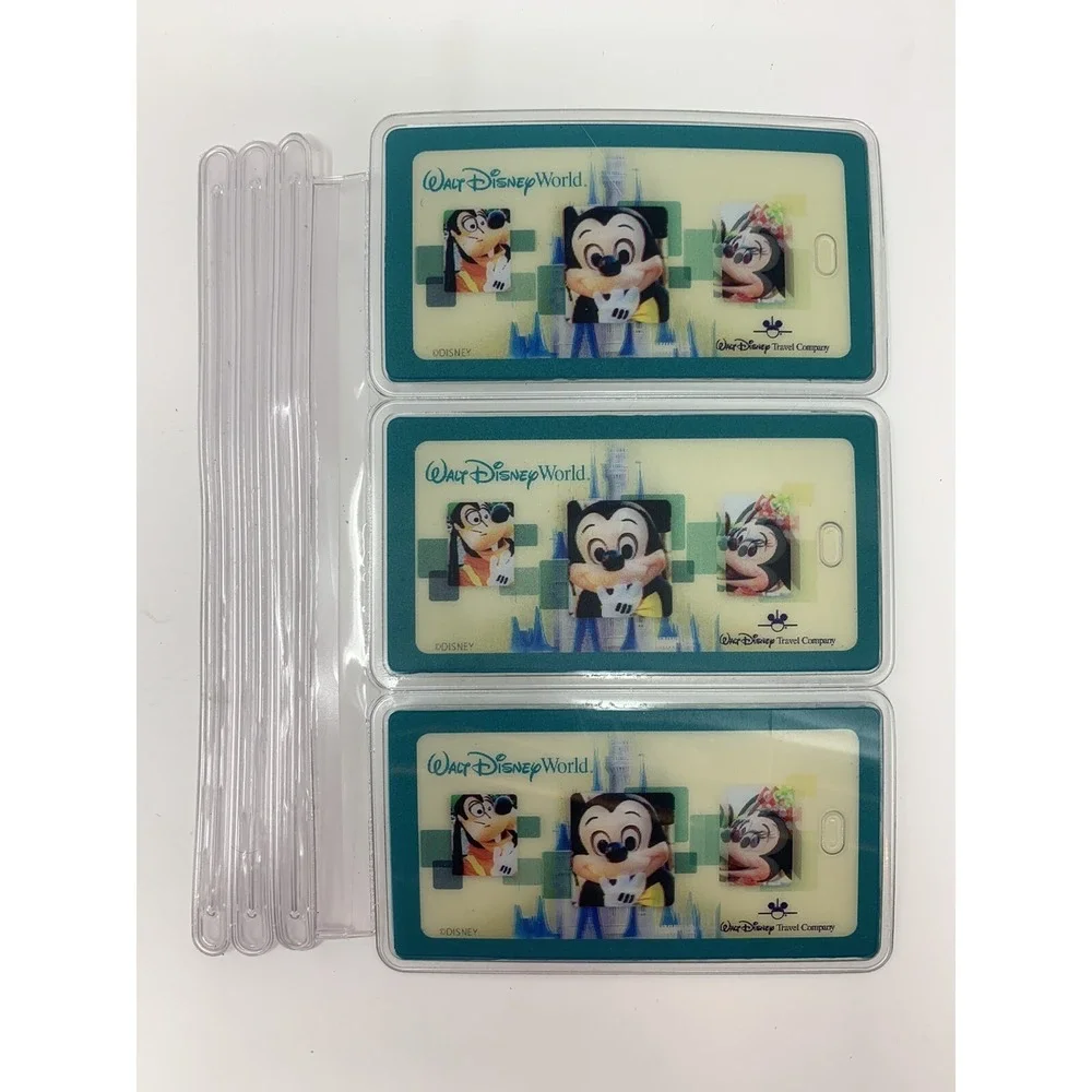 Walt Disney Travel Company Lenticular Luggage Tag Set‎ of 3 Mickey Minnie Goofy